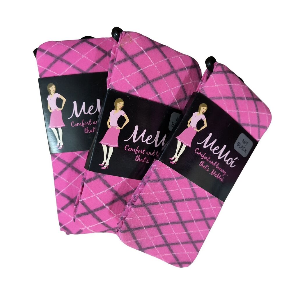 MeMoi Fashion Tights Medium/Tall M/T Pink Argyle Diamond Set of 3 NWT